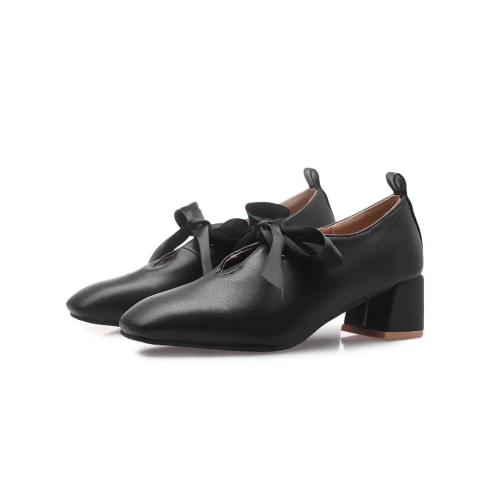 SGESVIER Med heels pumps thick pointed head waterproof platform black single shoes female thick bottom black beige G135 - Цвет: Черный