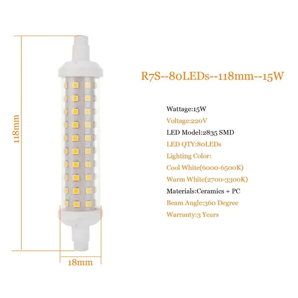 LianGSanSan Lampadina LED R7S Dimmerabile 135 Mm 20 W Sostituisce - Foto 6
