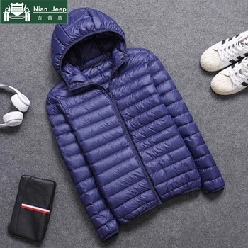 

Fashion Casual Ultra Light Down Jacket Men Spring Solid Hooded Waterproof Down Jackets Male Outwear Windproof Coats Size M-5XL