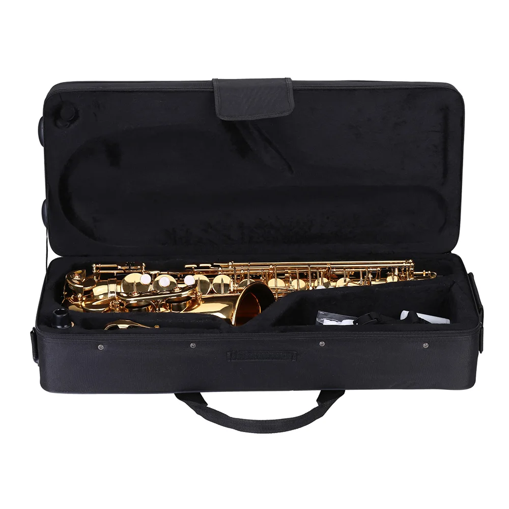 Ammoon bE Alto Saxphone E плоский саксофон латунный лакированный Золотой 802 ключ деревянный ветер с чистящей тканью кисти перчатки ремень Чехол