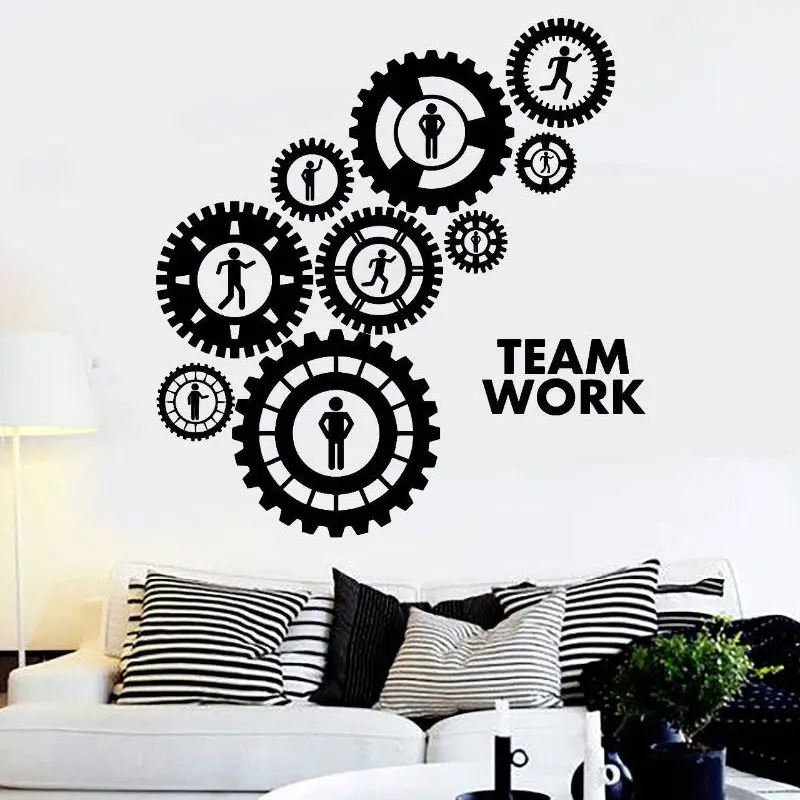 Виниловые наклейки на стены Gearwheel для командной работы офисное украшение
