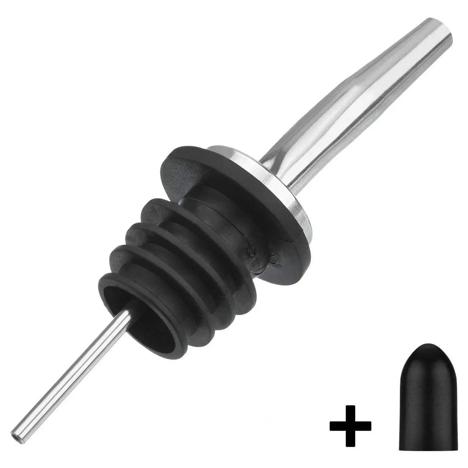 

12Pcs Stainless Steel Spirit Bottle Speed Pourers Olive Oil Wine Pourer with Rubber Dust Caps