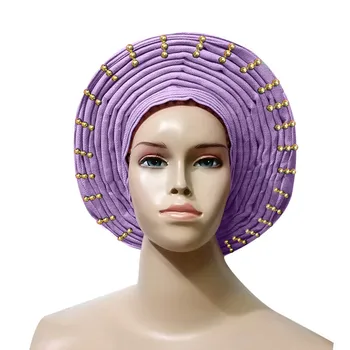 

Cheap aso oke gele specialized african headtie aso ebi gele african turban headband head wrap for wedding auto gele new arrive