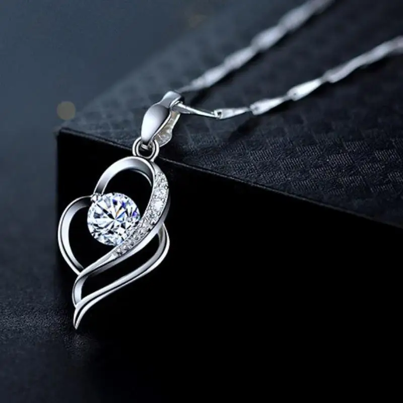 Everoyal Шарм кристалл сердце кулон ожерелье для девочек ювелирные изделия Винтаж серебро 925 женское колье до ключицы Аксессуары для женщин