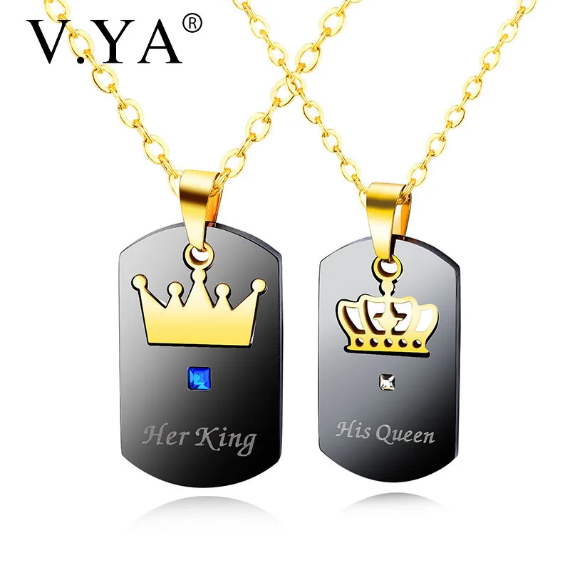 V.YA Корона пара ожерелье из нержавеющей стали модные ожерелья титановой DIY