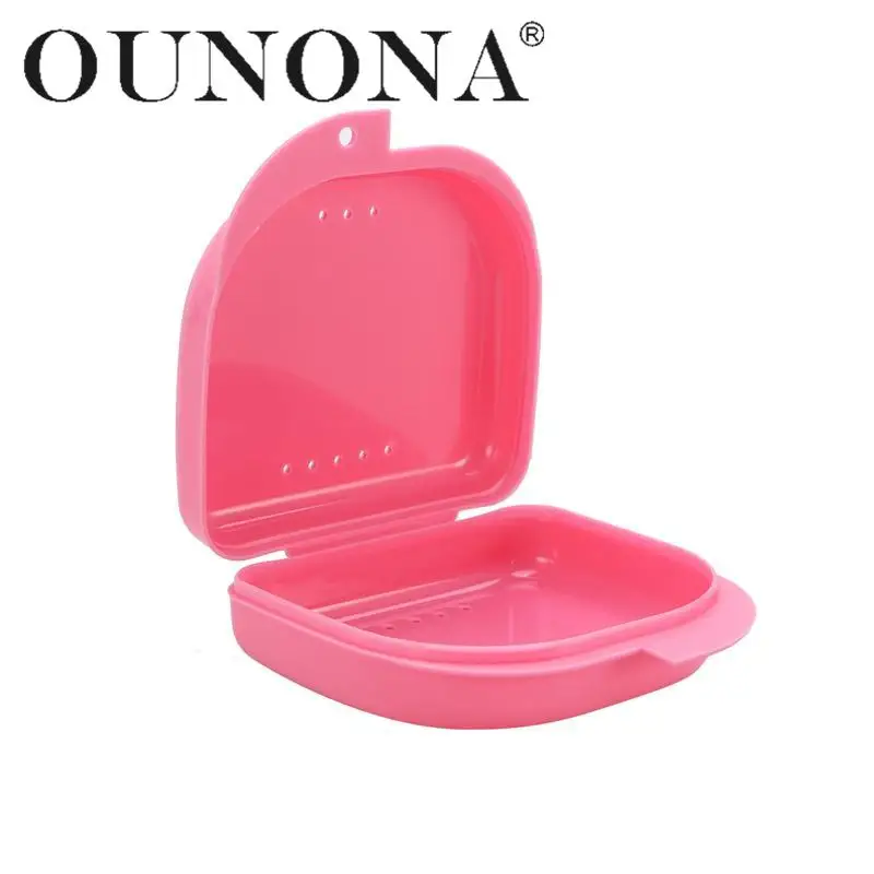 

OUNONA Retainer Case With Vent Holes & Hinged Lid Snaps Mouth Guard Case Orthodontic Dental Retainer Box Denture Storage Holder