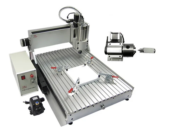 

4axis woodworking cnc router 6040Z-VFD800W water colling spindle for aluminum metal wood Free tax to Europe