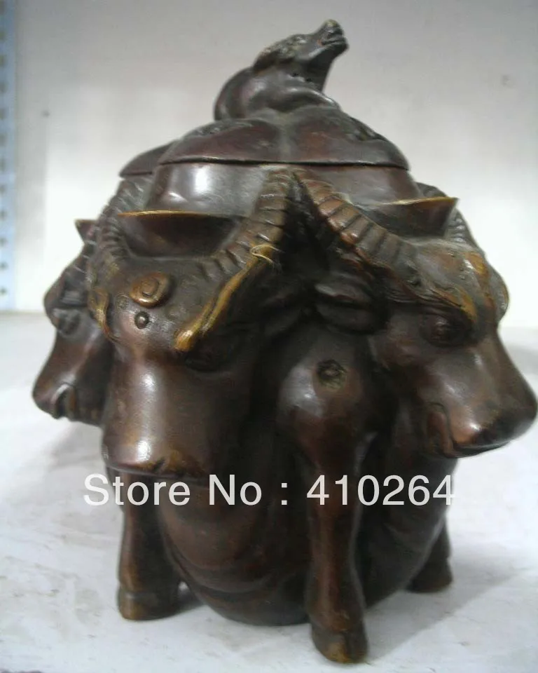 

$Nice Discount$ 4 bull smoked censer bronze statue