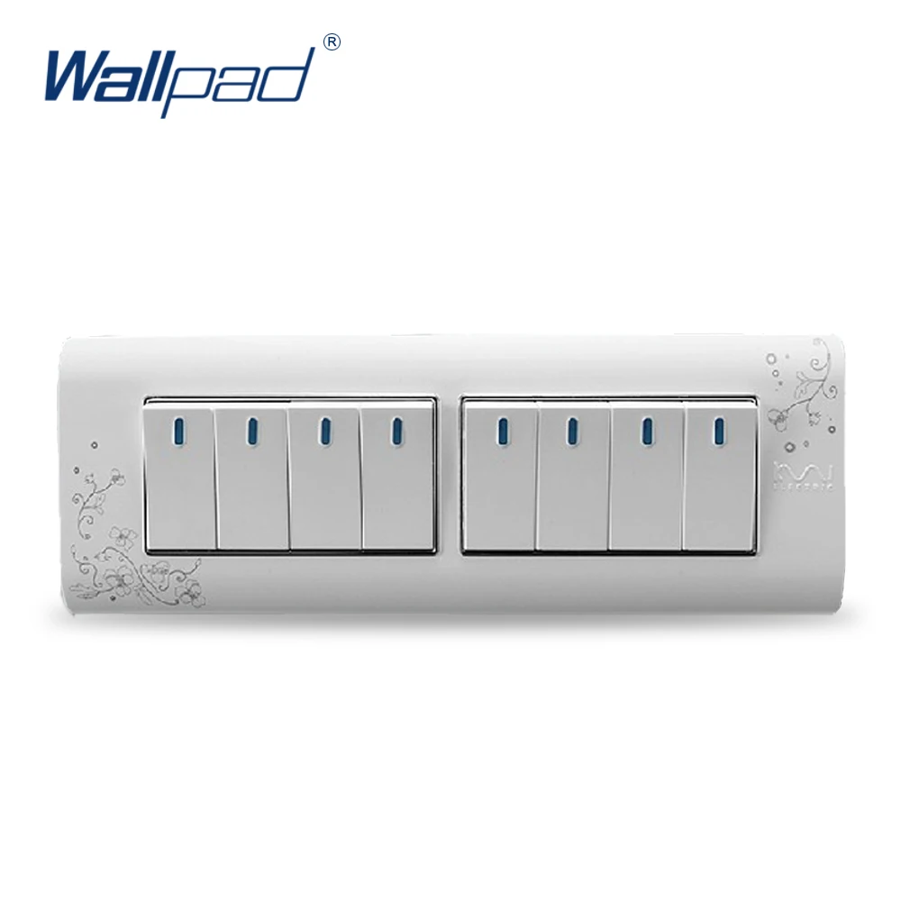 

8 Gang 2 Way 2019 Hot Sale Wallpad Luxury Wall Switch Panel Light Switch Push Button Switch C30-118 110~250V
