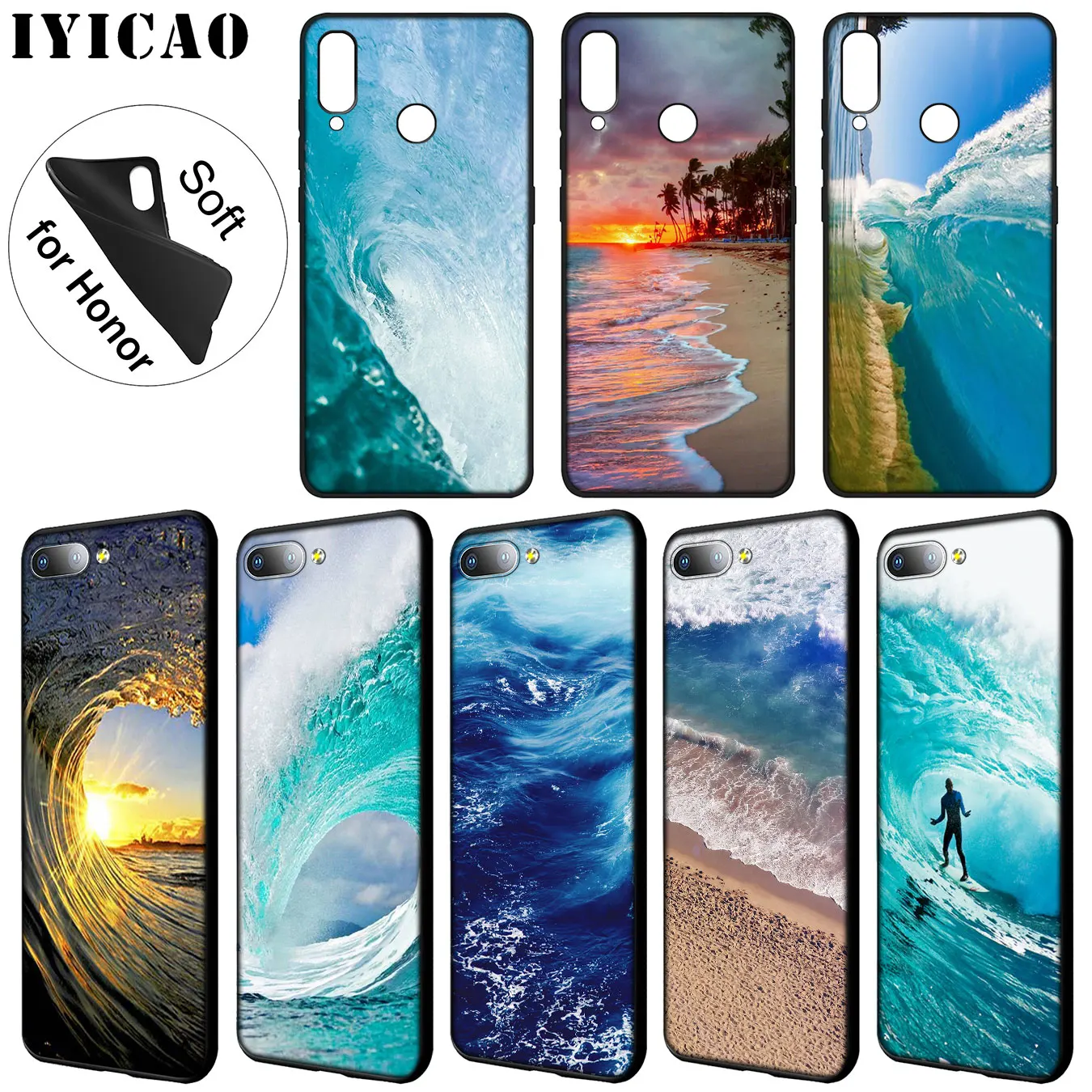 IYICAO Summer nature sea blue Ocean Waves Soft Case for Huawei Y9 Y7 Y6 Prime 2019 Honor 20 8C 8X 8 9 9X 10 Lite 7C 7X 7A Pro |