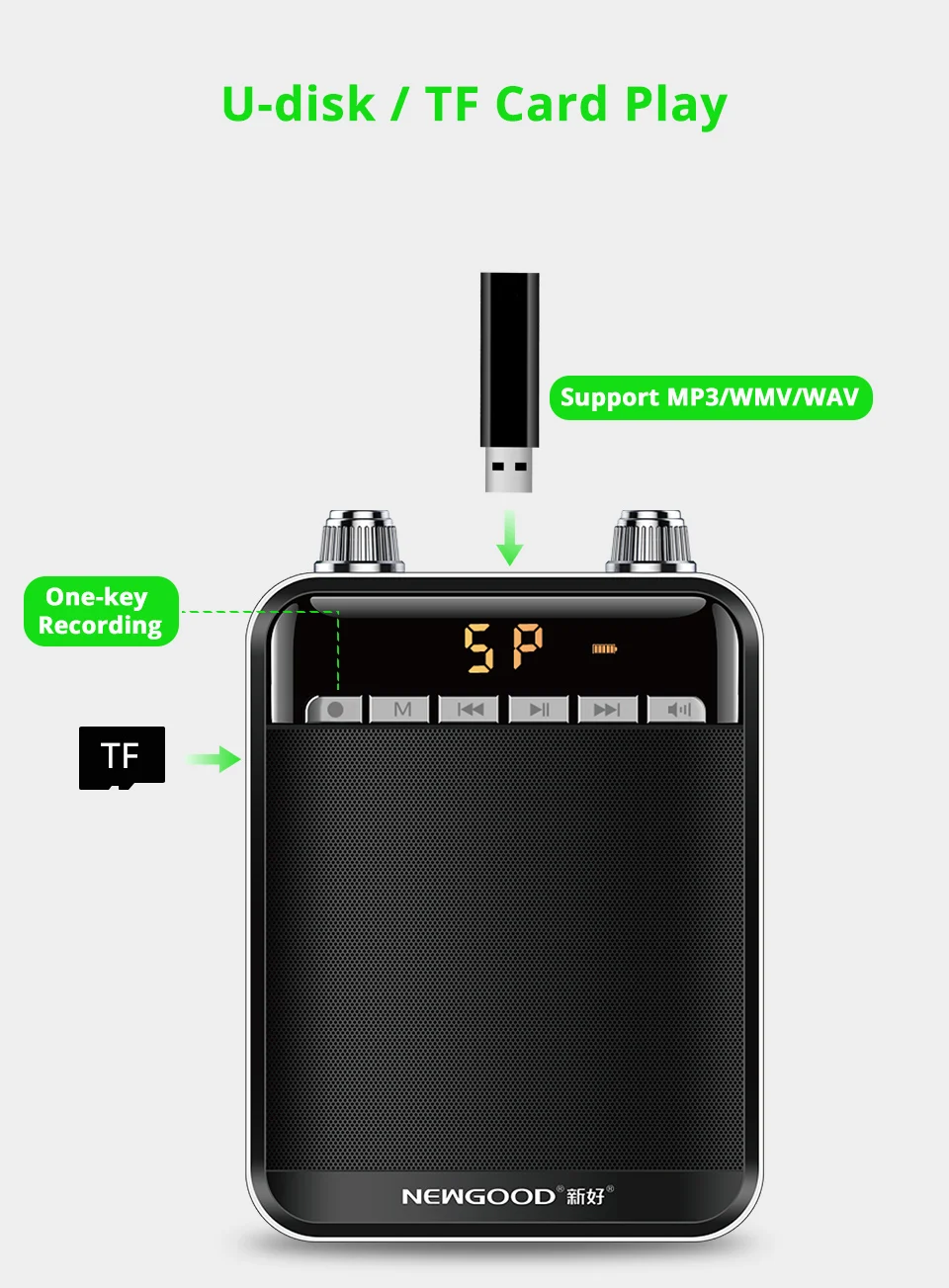 Smart Wireless Portable Voice Amplifier Loud Speaker With UHF Wireless Microphone Megaphone For Teaching Tour Guide Yoga         (9)
