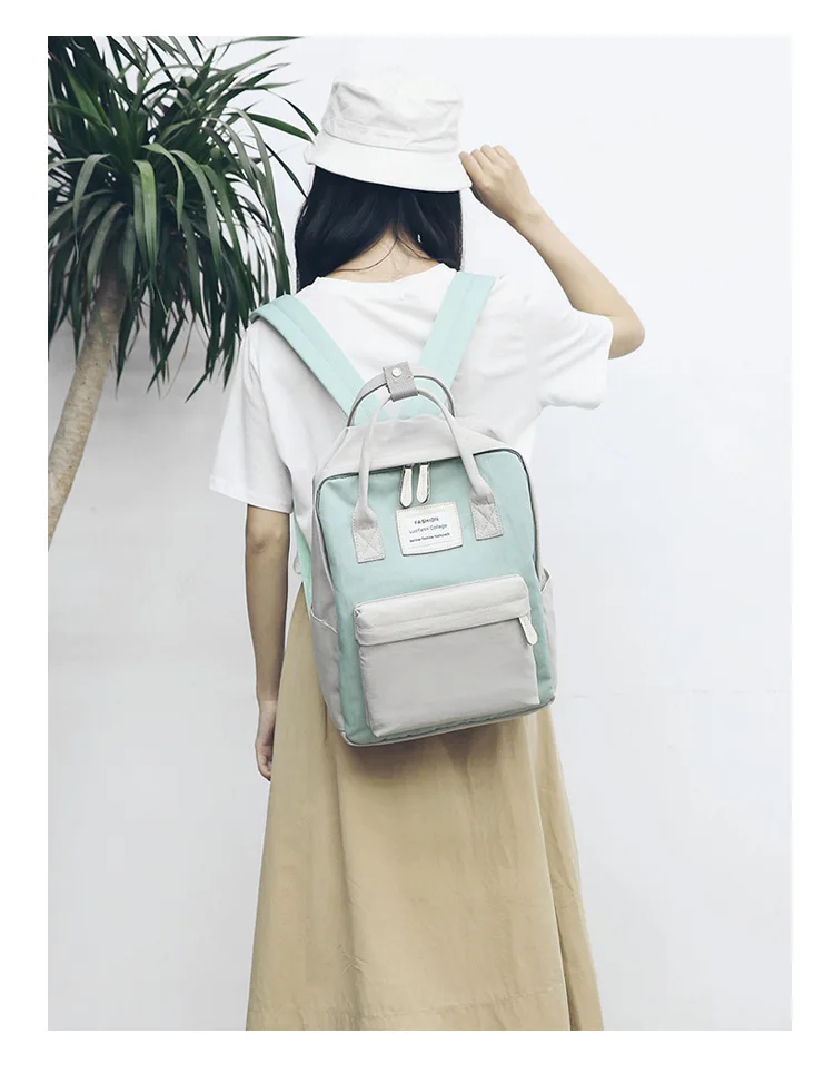 Женские парусиновые рюкзаки ярких цветов, водонепроницаемые школьные сумки для девочек-подростков, большой милый рюкзак для ноутбука, лоскутный Рюкзак Kawaii
