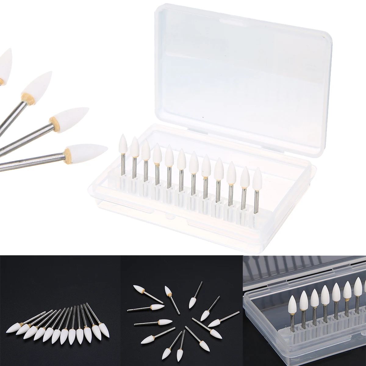 12pcs/Set Dental White Polishing Burs Stones Flame Shape FL2 FG Teeth Whitening Tool Practical Dentist Equipment