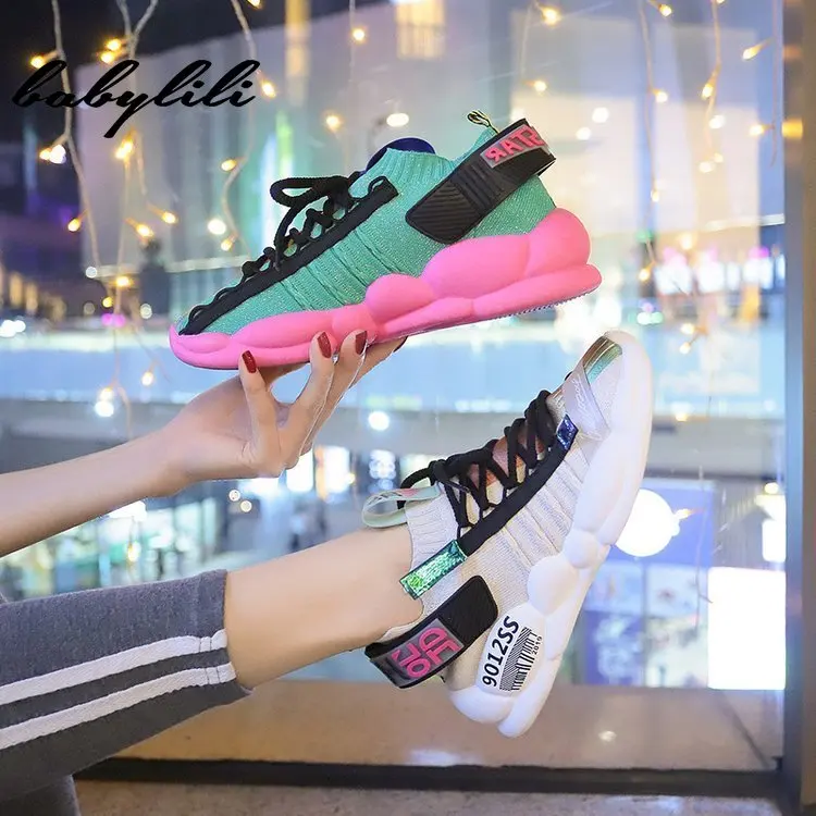 

Chunky Sneakers for Women Platform Sneakers 2019 Fashion Breathable Sneakers Lace-Up Ladies Shoes Luxury Shoes Women Designers