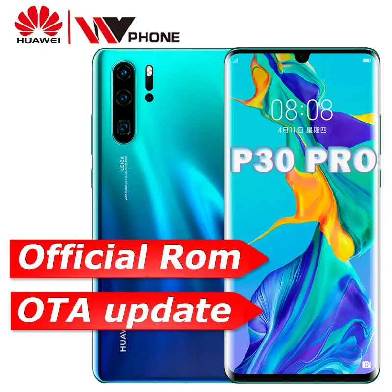 Original Huawei P30 Pro Mobile Phone Full Screen 6.47'' OLED FHD+ Kirin 980 Smartphone Android 9.1 Phone 5 Cameras NFC OTG GPS