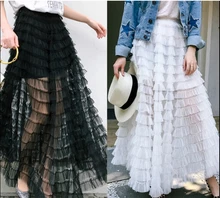 new star with a large black gauze placed high waisted skirt perspective long yarn skirt fairy cake skirt new star with a large black gauze placed high waisted skirt perspective long yarn skirt fairy cake skirt