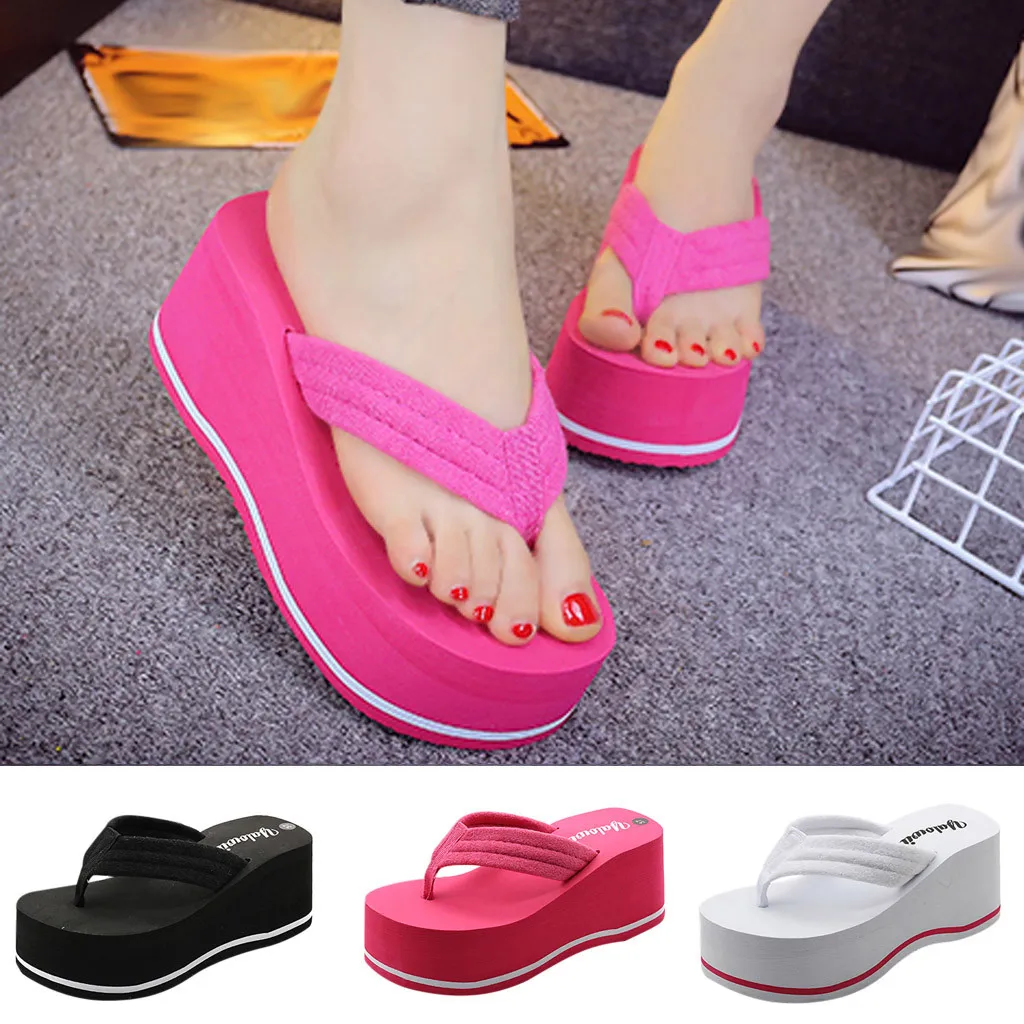 

ONTO-MATO Famous Brand Women's Fashion Sandwich Toe Wedges Thick Bottom Slippers Beach Shoes Flip Flops Dropshipping Sandalen