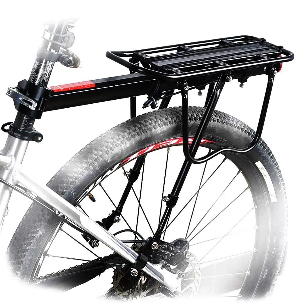 Черный велосипед быстросъемный багажный Подседельный штырь Паньер Перевозчик задний Багажник крыло