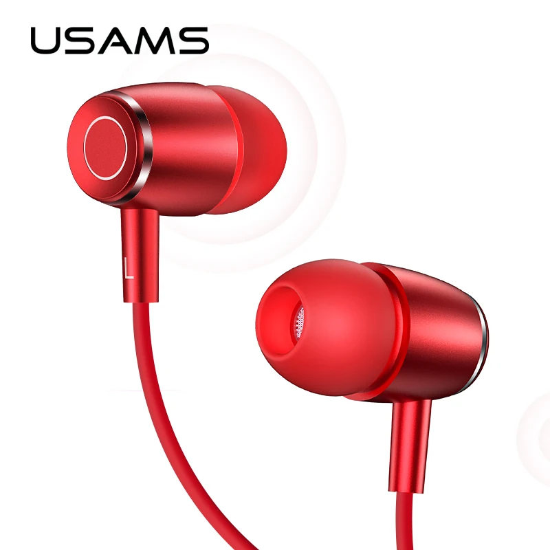 

In-ear Metal Earphone,USAMS 3.5mm Hifi Earbuds Bass Luxury Earphones Stereo Headset inear Wired Ear phone With Mic
