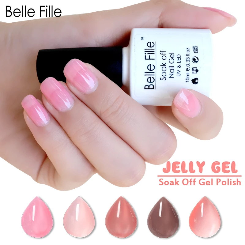 

Belle Fille Transparent Nail Gel Pink White Jelly Varnish UV Gel Nail Polish Nail Lacquer Jelly Gel Polish Semi Permanent Vernis