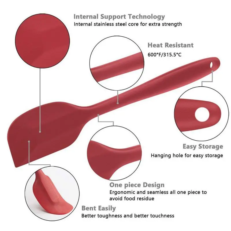Пищевой силиконовый скребок 5 шт набор крем нож-шпатель щетка тесто нож для смешивания выпечки Инструмент Черный Красный поставки