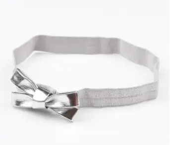 

2017 New 2Pc Cute PU Leather Hairbands Gold Bowknot Headband Silver Baby Artificial Leather Bows Hair For Toddler Infants