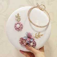 Круглый Цветок Жемчужный Свадебный вечерний клатч сумка цепь круговой Кроссбоди-бокс вечерние сумки белая искусственная кожа женская сумка-мессенджер