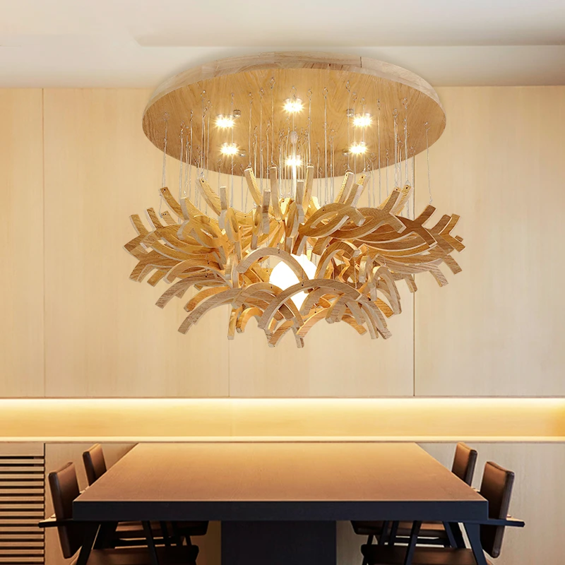 

Creative personality art lighting restaurant living room lights bedroom lights simple wooden craft lamps chandelier