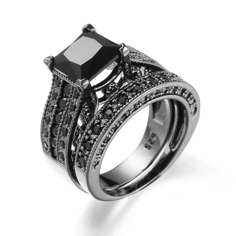 Модное обручальное кольцо из стерлингового серебра 925 пробы с цирконием AAA для женщин, женское стекируемое двойное кольцо, набор Bijoux, женское украшение для влюбленных