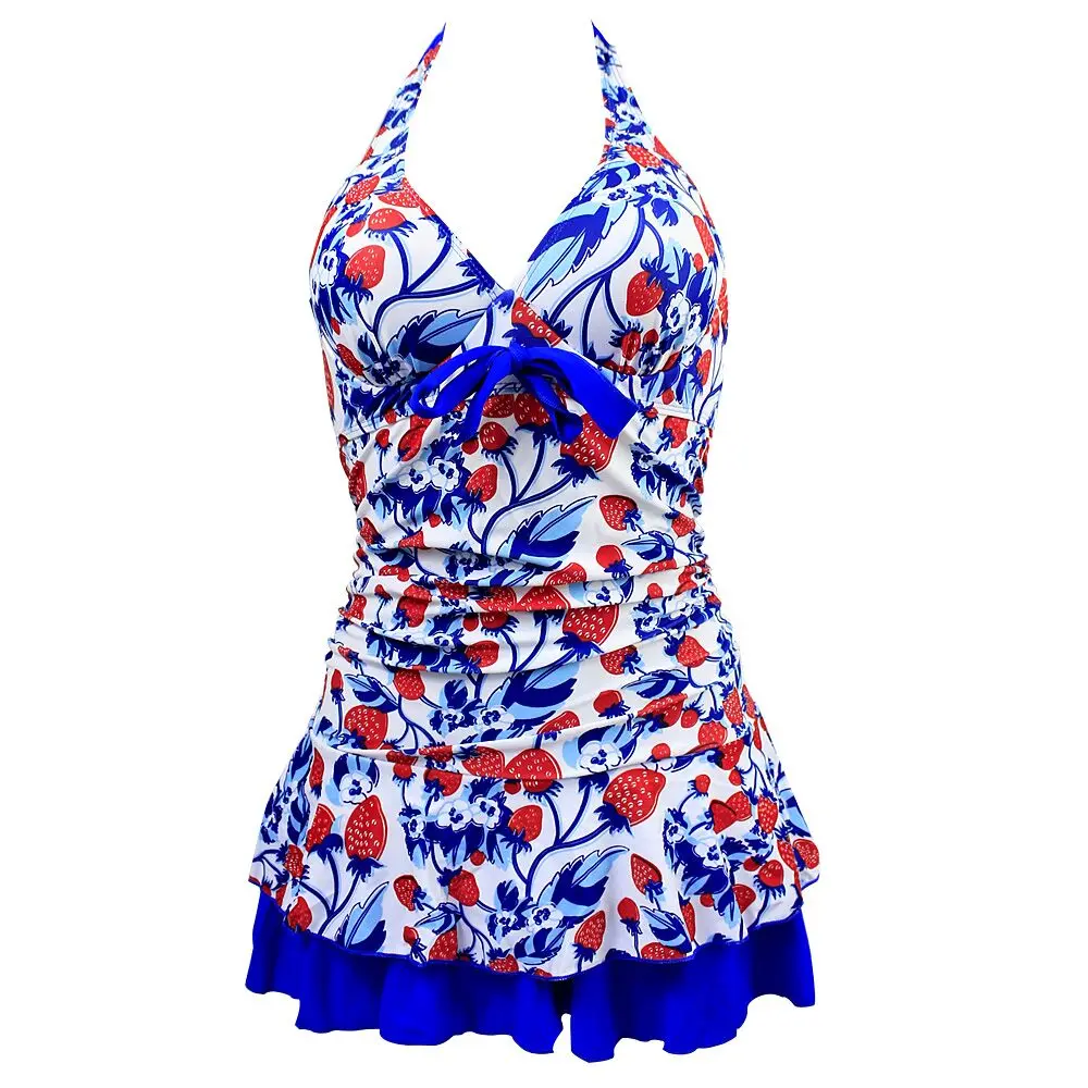 

MUOLUX 2019 Retro Bow Push Up Swimwear Skirt Women One piece Ruched Tummy Control Swimsuit Plus size Monokini Bathing suit Dress