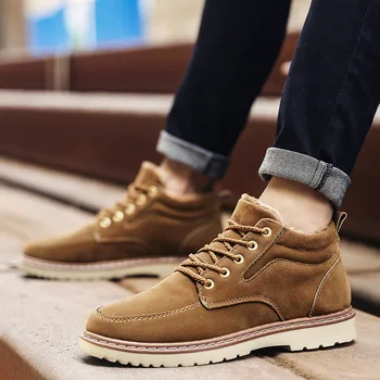 

2019 Winter Boots Men Warm Shoes Casual Men Winter Shoes Warm Plush Cold Male Ankle Boots Fashion Brand Male Footwear KA1593