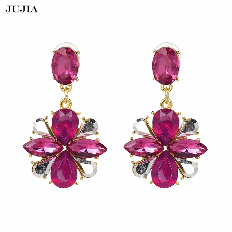 

Vintage Big Crystal Flower Drop Earring for Women 2019 New Fashion Rhinestones Earrings Gift Statement Jewelry