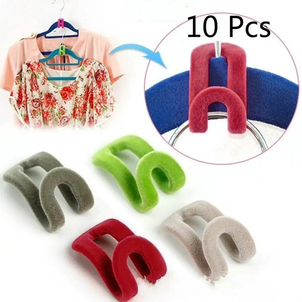 10Pcs Creative Strong Non-Slip Flocking Mini Hangers Durable Clothes Wardrobe Storage Holder Magic Hooks
