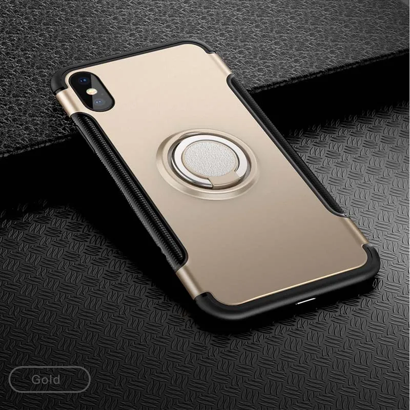 Shockproof Case For iPhone 13 12 11Pro 7 8 Plus X XR XS Max Silicone&PC Back Cover With Magnet Car Holder Metal Phone Ring Stand cool iphone 12 cases