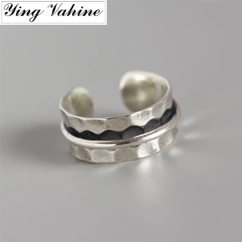

ying Vahine Baroco Style Women's Rings 925 Sterling Silver Wide Concavo-convex Rings for Women anillos mujer