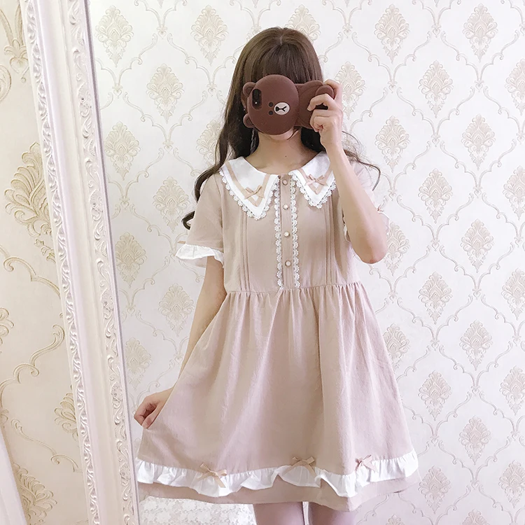 

Japanese sweet lolita dress vintage lace bowknot loose victorian dress kawaii girl gothic lolita op princess loli cosplay