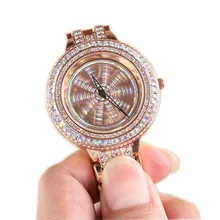 Lucky Watch Women Luxury Watch Relogio Feminino Flower Women Lady Shining Rotation Dress Watch Diamond Clock Hours Waterproof