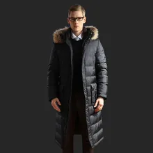 2016 New Casual X-long Men’s Winter Jacket 90% Whiter Duck Down European Plus Size Raccoon Collar Outwear Coat Thick Warm Coats