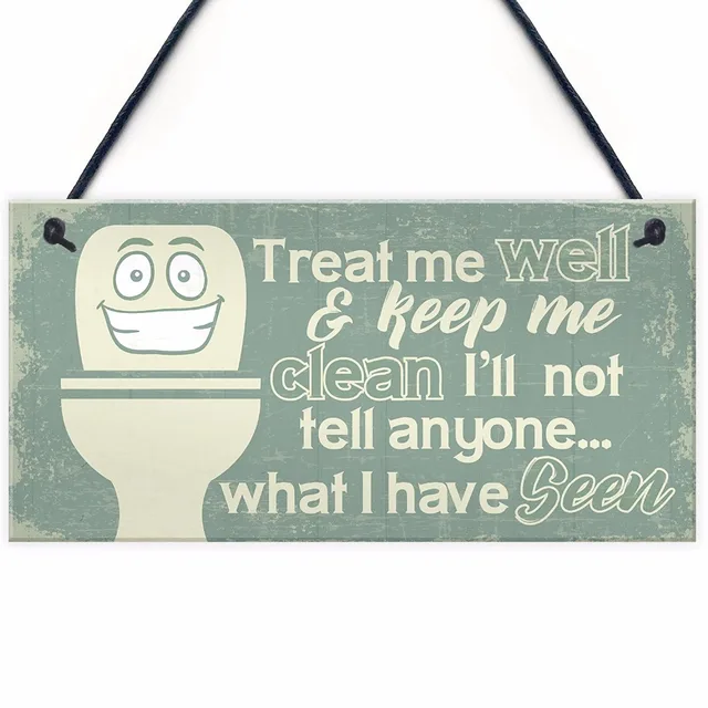 Meijiafei Funny Bathroom Signs Shabby Chic Door Plaque Sign For