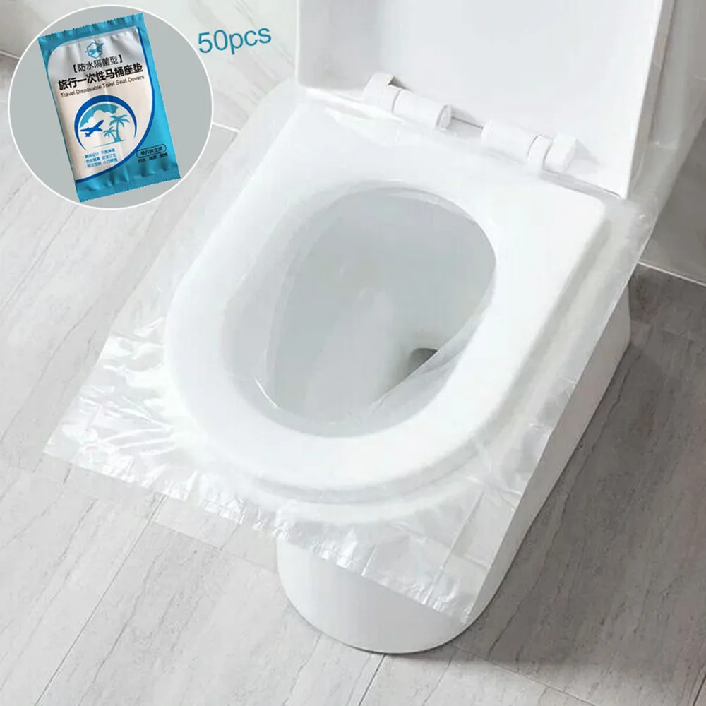 

50pcs Toilet Disposable Sticker Toilet Cover Antibacterial Environmental Protection Cushion Business Travel Stool Set Public Use