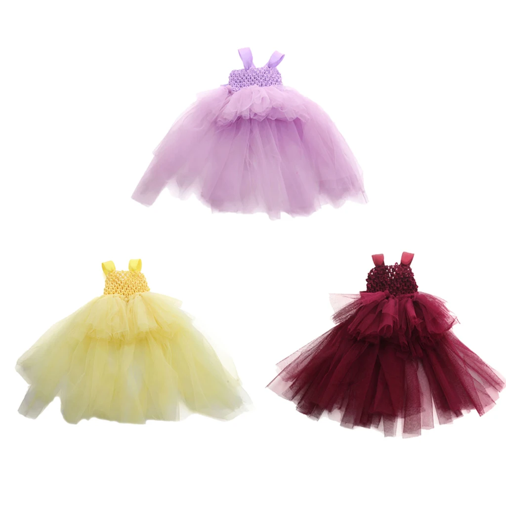Irregular Fairy Long Gauzy Lace Dress Brace Skirt for 18 inch Girl Doll Baby Dolls Dress 
