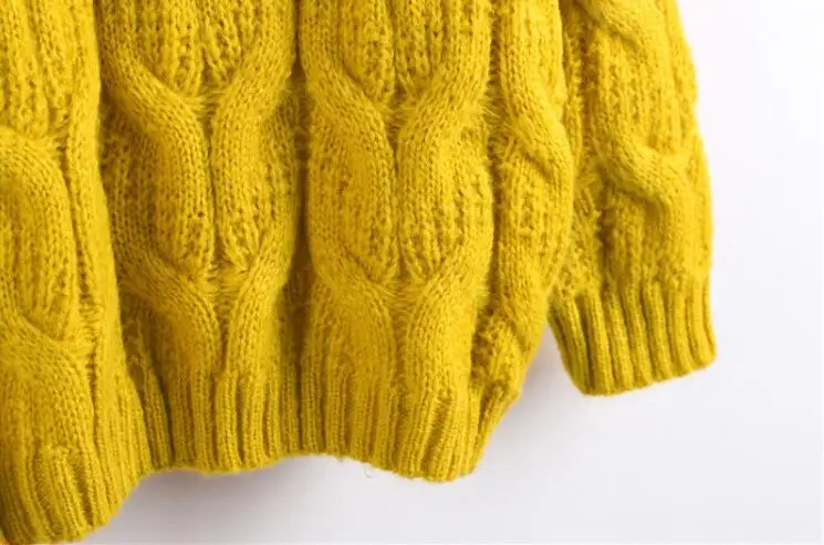 Женский вязаный свитер с высоким воротом, зимний утолщенный вязаный пуловер в стиле ретро, свитер большого размера
