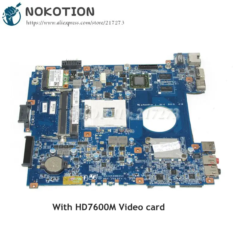 

NOKOTION A1876092A DA0HK6MB6G0 MBX-268 MAIN BOARD For Sony Vaio SVE14 Laptop motherboard DDR3 HD7600M Video card