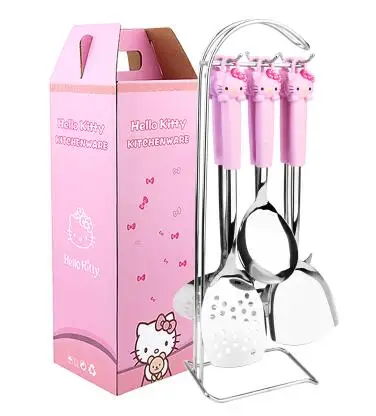 

1 Set 7 In 1 Hello Kitty Stainless Steel+ABS Plastic Home Kitchen Cooking Tools Cooking Utensils Utensilios De Cozinha
