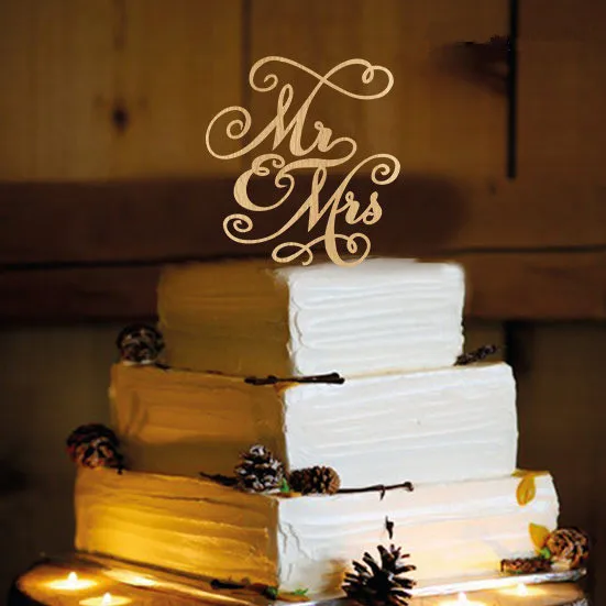 Смешанный стиль дерево деревенский свадебный торт Топпер жениха и невесты силуэт, Mr& Mrs Топпер для украшения свадьбы юбилей - Цвет: Флуоресцентный желтый