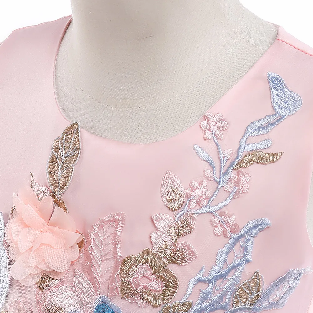2018 Flower Girls Dress Cute Embroidery Princess Party Wedding Kids Dresses For Girls Sleeveless Tulle Children Costumes 12 Year (21)