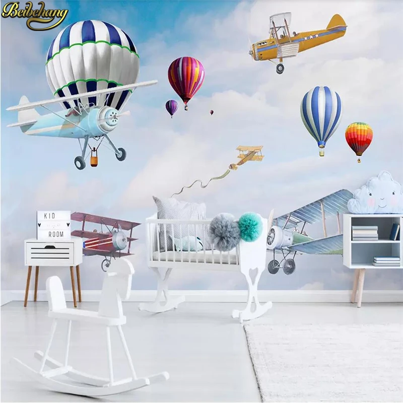 Beibehang пользовательские скандинавские минималистичные мультфильм самолет шар фото Настенные обои для детской комнаты задний план рулон бумаги