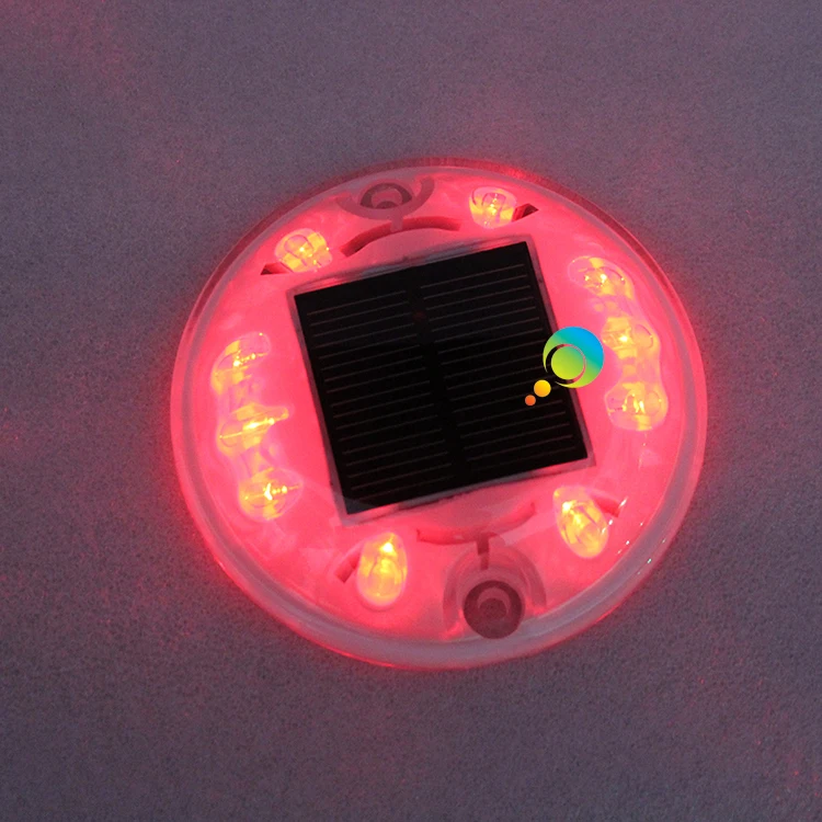 white plastic shell road marker outdoor IP68 red LED flashing landscape light solar road stud