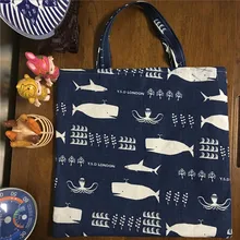 YILE, хлопок, лен, эко, многоразовая сумка для покупок, сумка с принтом китов, морских растений, 17410-2