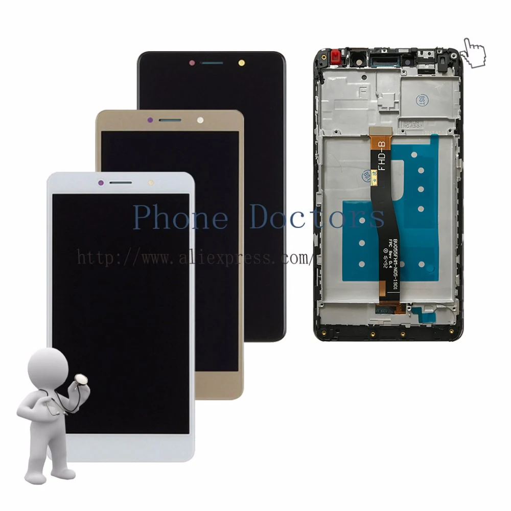 

5.5'' Full LCD Display + Touch Screen Digitizer Assembly With Frame For Huawei GR5 2017 BLL-L21 BLL-L22 ; New ; 100% Tested